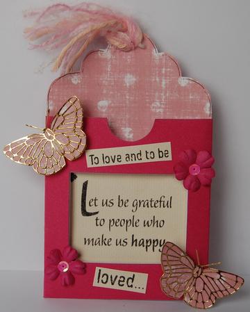 Giant Fuschia Pink Window Pocket Tag Card by Jane Wells