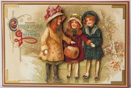 Christmas Vintage Ice Skating Topper by Jane Wells
