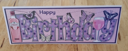 Pink Gin & Butterflies BIRTHDAY large dl by Jane Williams