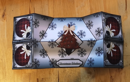 Red Tree on Silver and Black Double Diamond Fold Card by Jane Williams