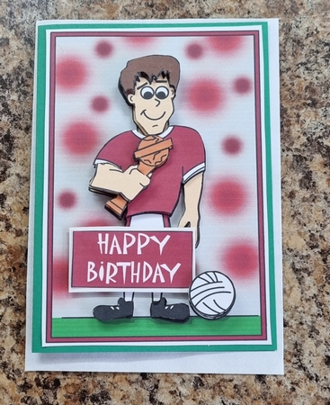 Football Guy (red & White) - Decoupage by Jane Williams