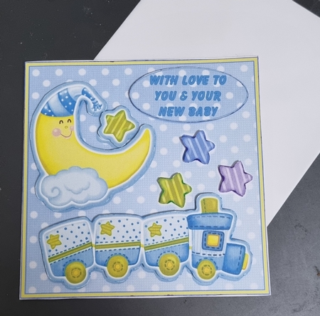 A New Baby Decoupage Card Front by Jane Williams
