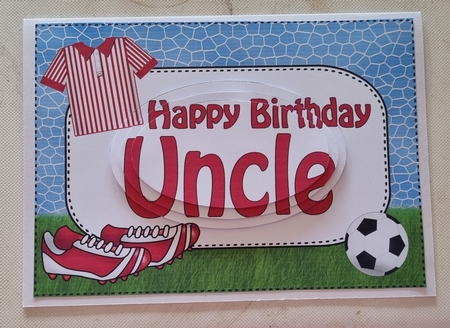 A5 Birthday Uncle Football Oval Pyramage Topper by Jane Williams