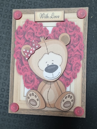 Gorgeous Valentine Bear In Rose Heart by Jane Williams