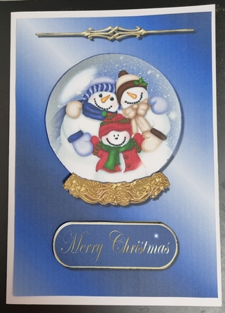 Christmas Snow Globe Decoupage Quick Card Front by Jane Williams
