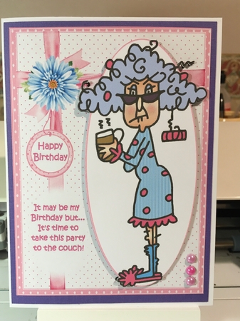 Stella takes her birthday to the couch quick card by Jane Amber