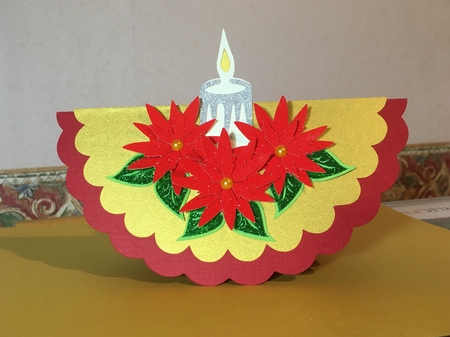 Poinsettia Candle Rocker Card by Jane Amber