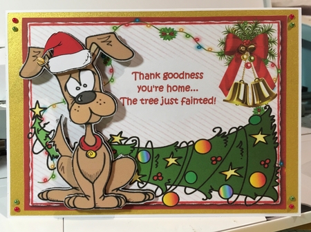Doggy Christmas calamity decoupage by Jane Amber