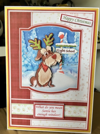 REINDEER TRAINING A5 Humorous Christmas Decoupage & Insert Mini Kit by Jane Amber