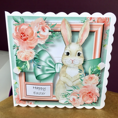 Easter Bunny With Flowers & Bow by Jane Amber