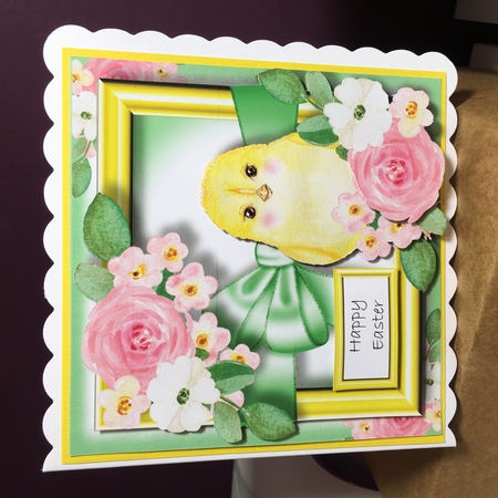Easter Chick With Flowers & Bow by Jane Amber