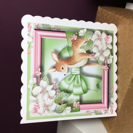 Easter Fawn With Flowers & Bow by Jane Amber