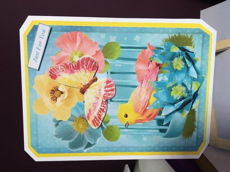 Pretty Bird and Flowers Topper with Decoupage by Jane Amber