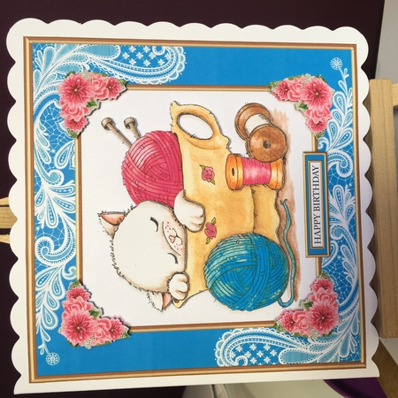 Cute Teacup Kitten Birthday Topper by Jane Amber