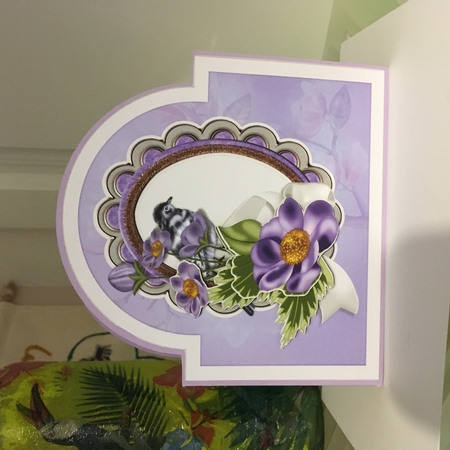 Shaped Card Purple Flowers by Jane Amber