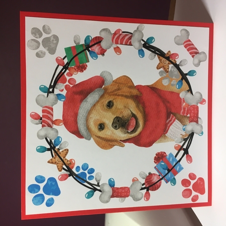 Cute Christmas Dog Golden Retriever by Jane Amber