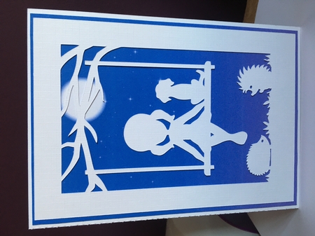 Puppy and Girl on Swing Card with Backing Paper by Jane Amber