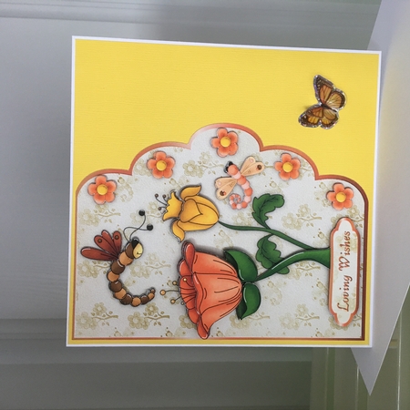 Dragonflowers Scallop Edged Card Front by Jane Amber