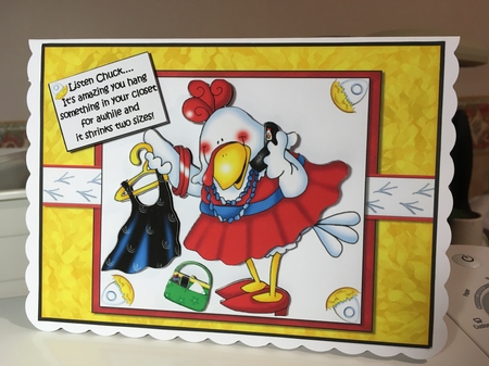 Hetty Hen Says Listen Chuck Decoupage by Jane Amber