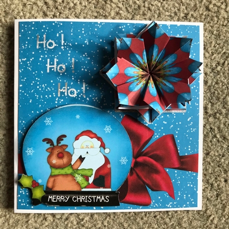 Santa & Friend Snowglobe - Card Front + Teabags by Jane Amber