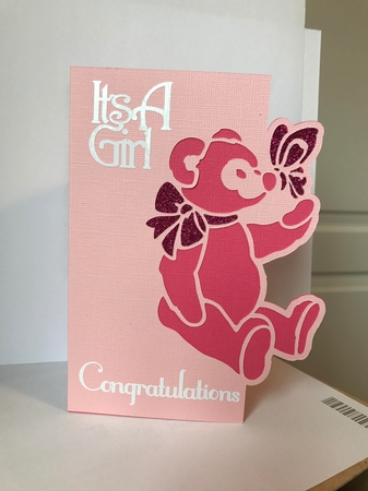 Teddy 3 With Butterfly Over The Edge Card by Jane Amber