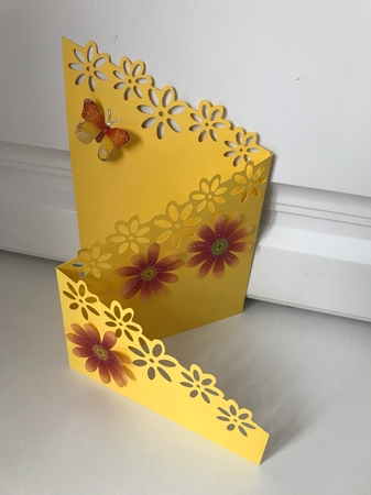 Daisy and Butterfly Z Fold Card by Jane Amber