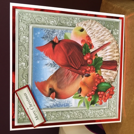 Cardinal Winter Fruit Basket Kit with Decoupage by Jane Amber