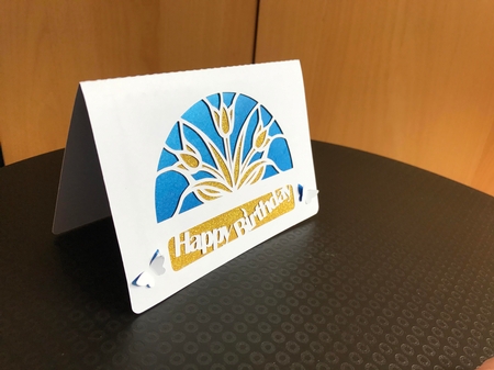 Stained Glass half circle Happy Birthday Card by Jane Amber