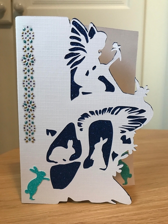 Fairy over the edge card by Jane Amber