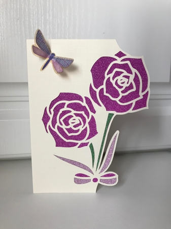 OVER THE EDGE ROSES WITH BOW by Jane Amber