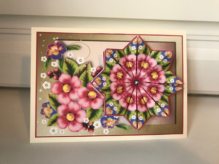 JJ PINK FLOWER A6 TEA BAG CARD by Jane Amber