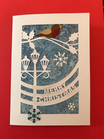 Robin and Lamp post Card by Jane Amber
