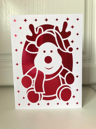 CHRISTMAS REINDEER APERTURE CARD by Jane Amber