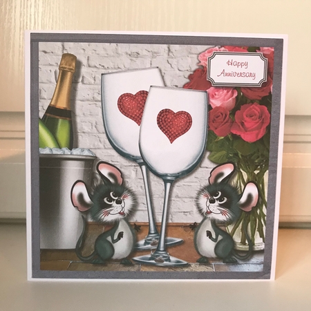 Romantic mice card front for numerous romantic occasions by Jane Amber