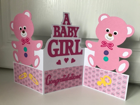 Baby Girl Bears Z Fold Card by Jane Amber