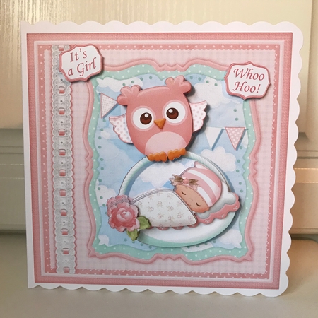WHOO HOO ITS A GIRL New Baby 7.5 Decoupage & Insert Mini Kit by Jane Amber