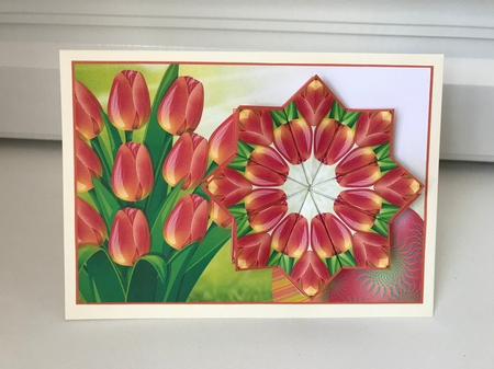 JJ EASTER TULIPS A6 LANDSCAPE TEA BAG CARD by Jane Amber