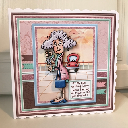 STELLA GETTING LUCKY AT MY AGE 7.5 Humorous Decoupage & Insert Mini Kit by Jane Amber