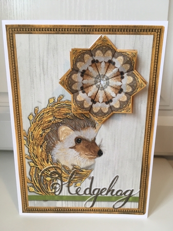 JJ COUNTRY CAPERS HEDGEHOG 5X7 TEA BAG CARD by Jane Amber