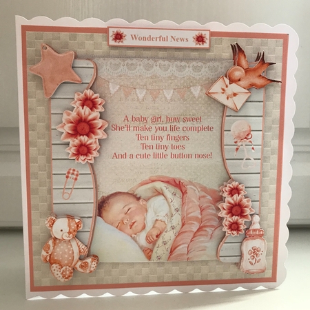 New Baby Girl Card Mini Kit & Decoupage by Jane Amber