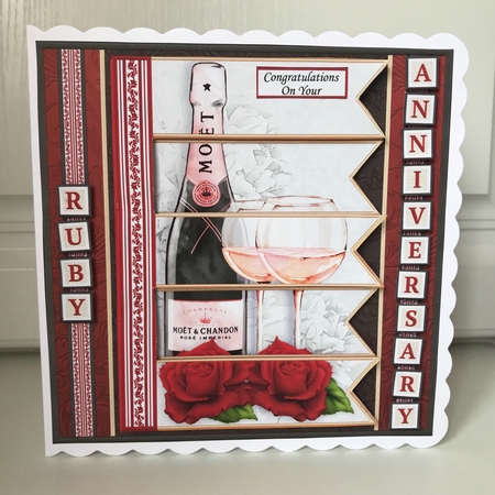 CHAMPAGNE 7.5 Alphabet Ruby Wedding Anniversary Alphabet & Age Card Kit  by Jane Amber