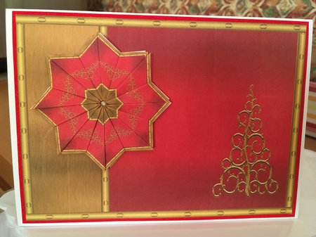  JJ CHRISTMAS RED AND GOLD 7X5 TEA BAG by Jane Amber