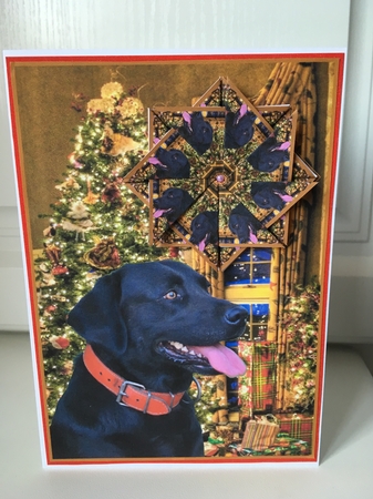 JJ LABRADOR 2 CHRISTMAS 7X5 TEA BAG CARD by Jane Amber
