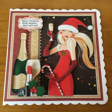 CHRISTMAS DRINK SENSIBLY DONT SPILL ANY Humorous 7.5 Decoupage & Insert Mini Kit by Jane Amber