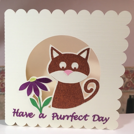 Cat with Flower Aperture Card by Jane Amber