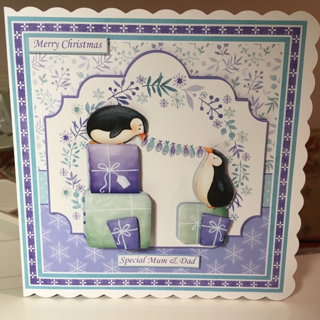 PENGUIN PARTY 7.5 Christmas Decoupage & Insert Mini Kit by Jane Amber
