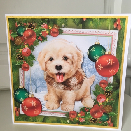 Gorgeous Puppy With Baubles 8x8 Mini Kit by Jane Amber