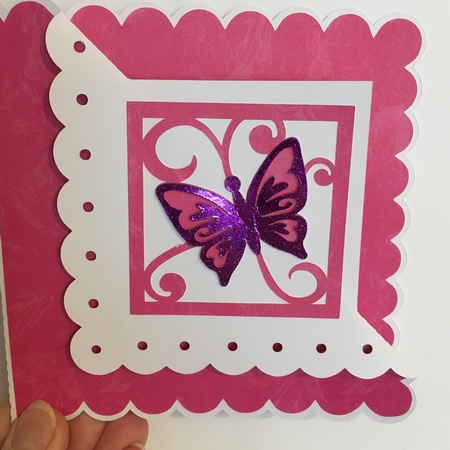 Scalloped Foldback Card with Butterfly by Jane Amber
