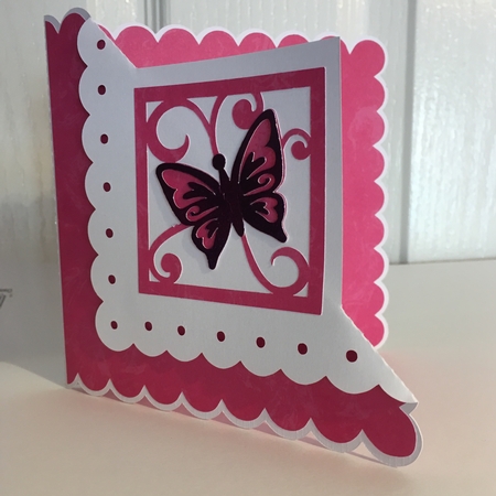 Scalloped Foldback Card with Butterfly by Jane Amber