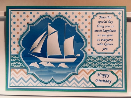 SAILING WITH DOLPHINS A5 Quick Pyramage Card  by Jane Amber